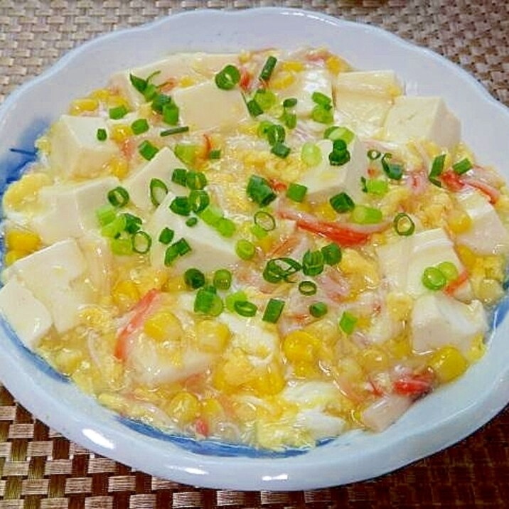 豆腐とカニカマコーンの中華煮